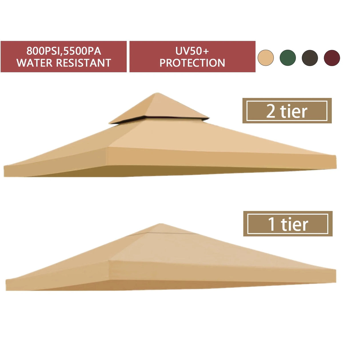 10FTx10FT Replacement Canopy Top Gazebo Tent Sunshade Cover U4340