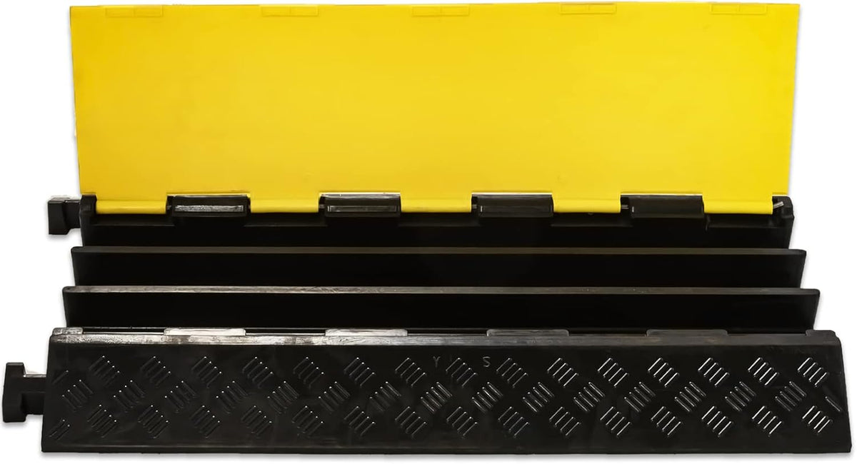 Cable Protector 3 Channel PVC Rubber 44000lbs Capacity Pack of 2 C6373