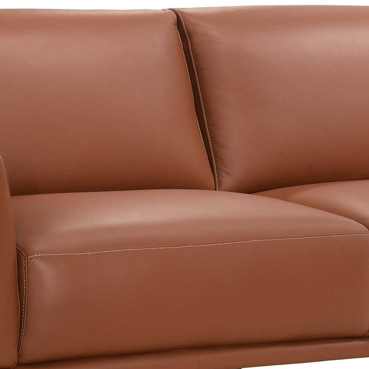 Pink Leather Upholstered Sofa with Track Arms and Contrast Stitching K8053