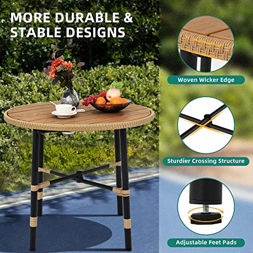 5 Pieces Wicker Patio Dining Table Chair Set with Umbrella Hole L6307