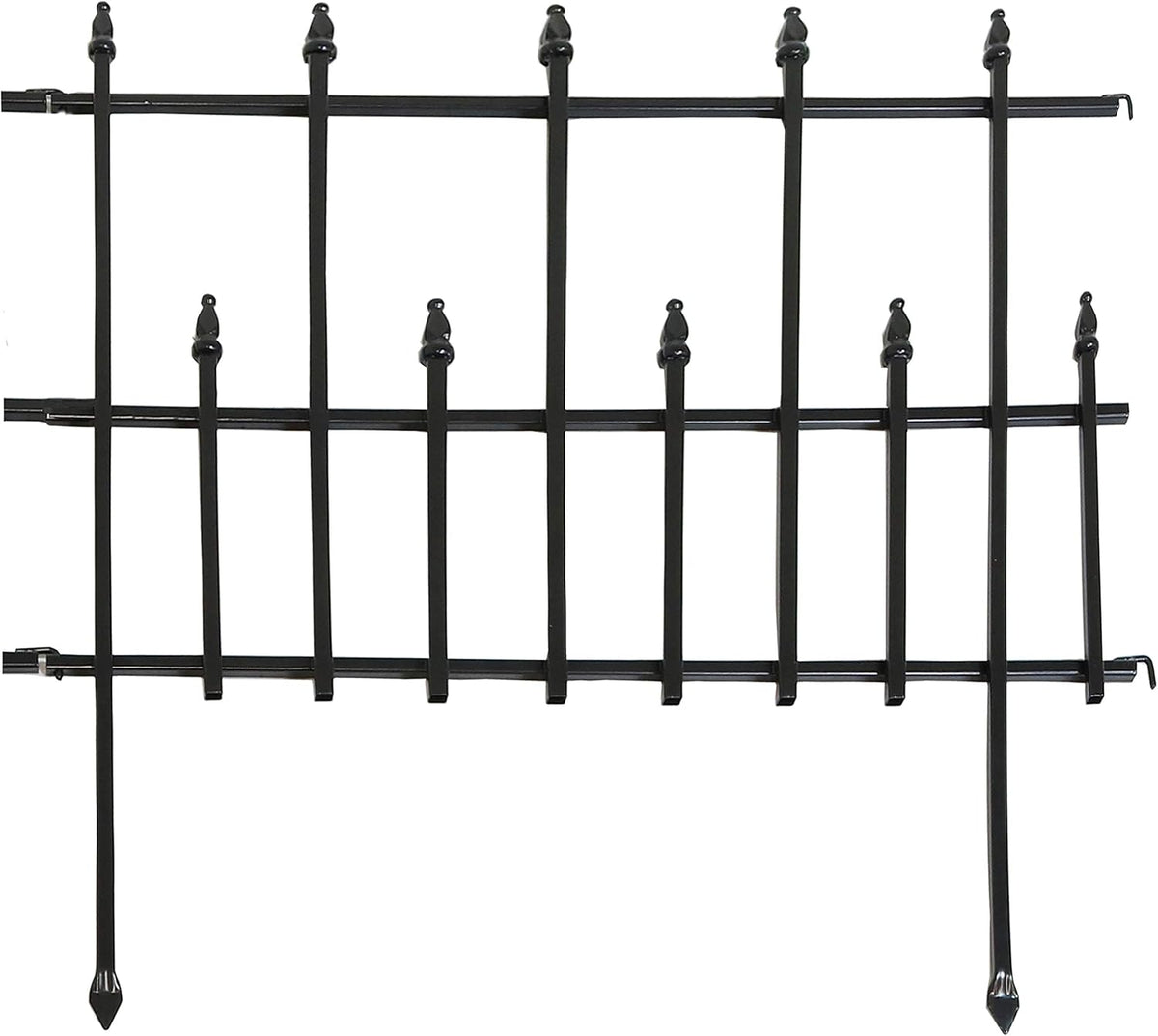 5-Piece Black Steel Garden Fence Panel Set K744