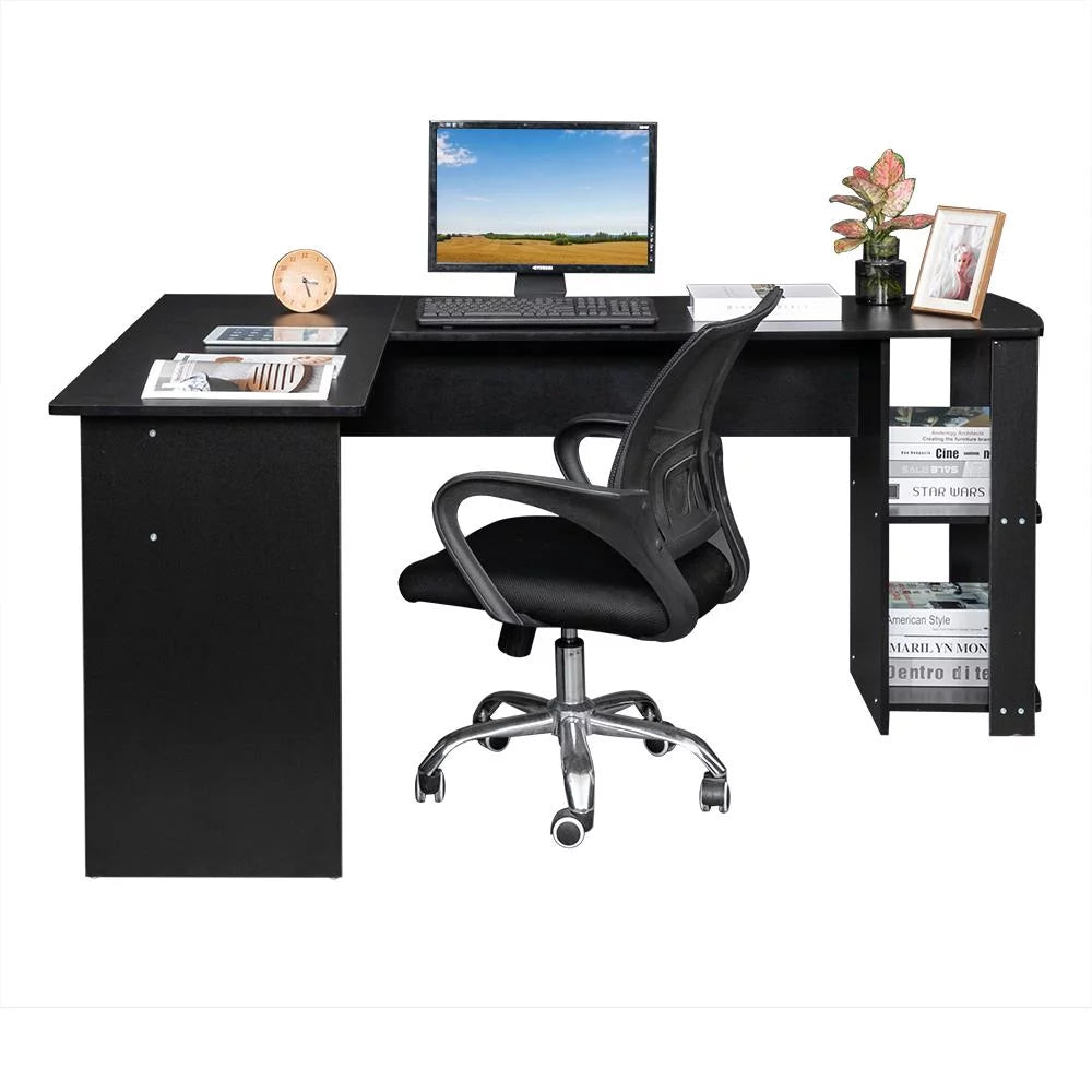 L-Shaped Computer Desk with Bookshelves E907624