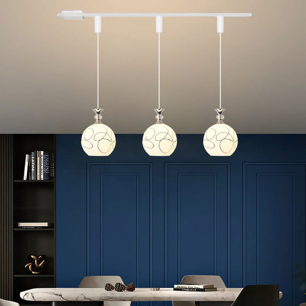 3-Light Track Pendant Light with Glass Shade J762571