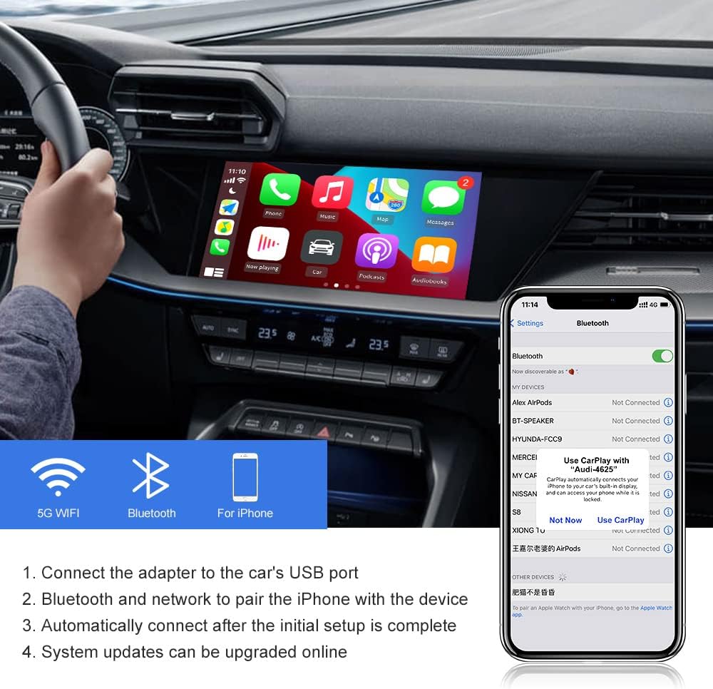 Wireless CarPlay Adapter Dongle 2.0 USB W3902