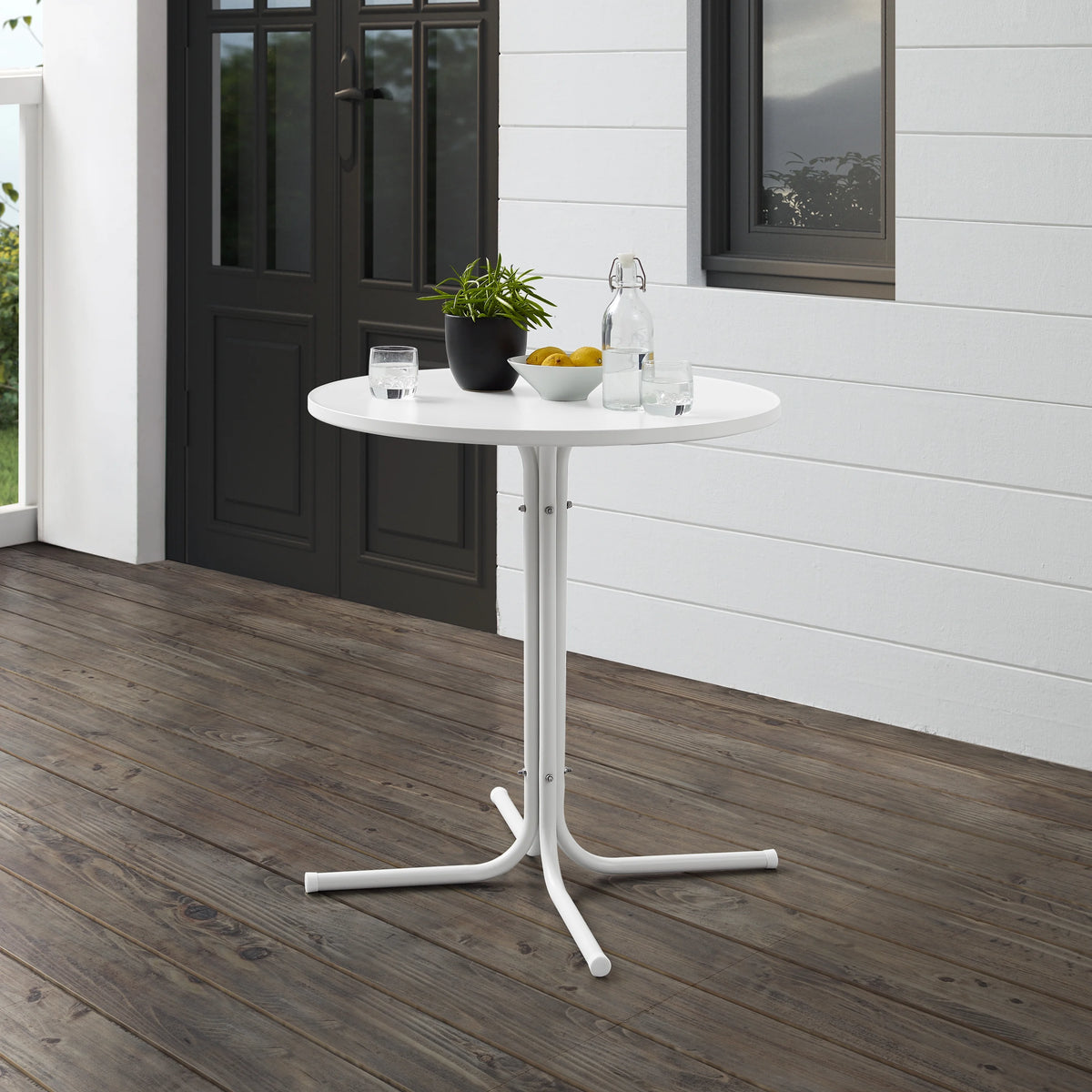 White Satin Metal Outdoor Bistro Table P74782