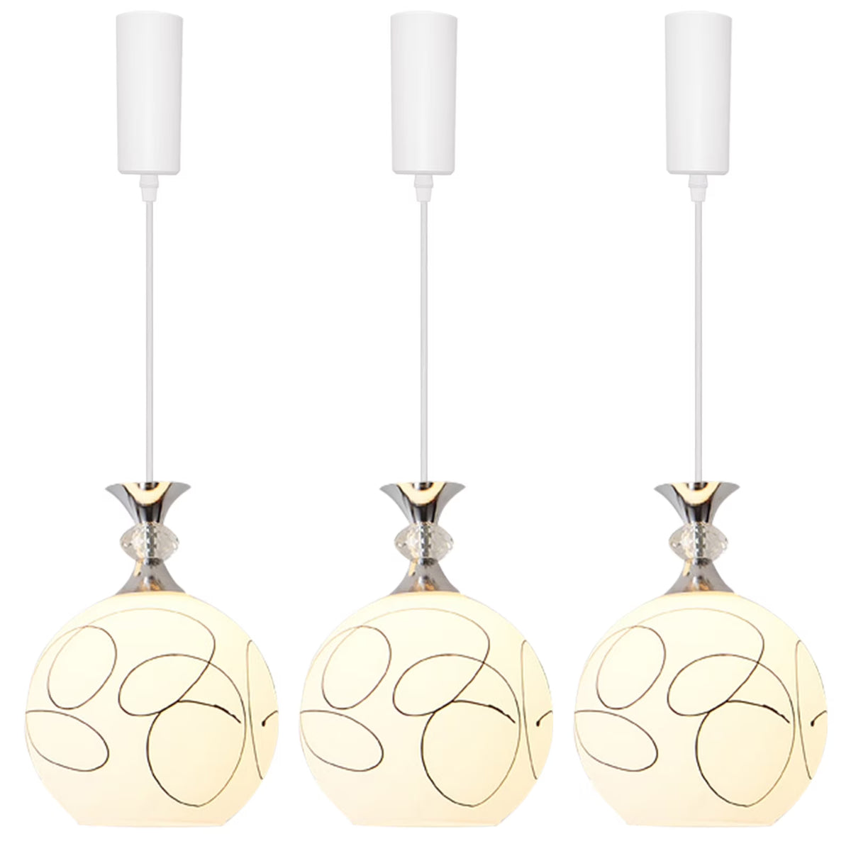 3-Light Track Pendant Light with Glass Shade J762571