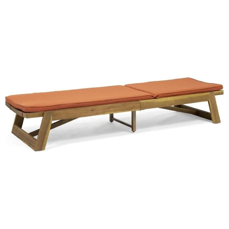 Teak and Orange Acacia Wood Chaise Lounge Set of 2 Y367609