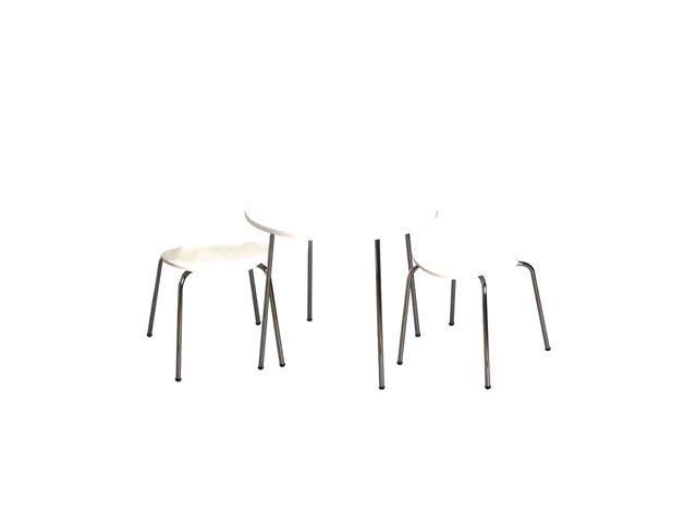 Childrens Table and 2 Chair Set with Chrome Legs White H69237