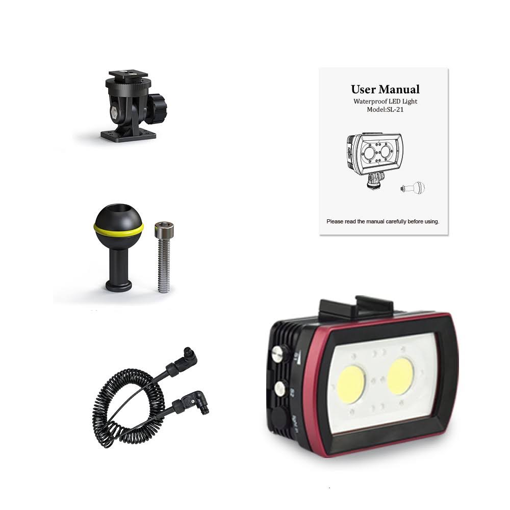 LED Diving Light Underwater Photography Fill-in Lamp 2pcs Aluminum Alloy 40M Waterproof IPX8 White B47524