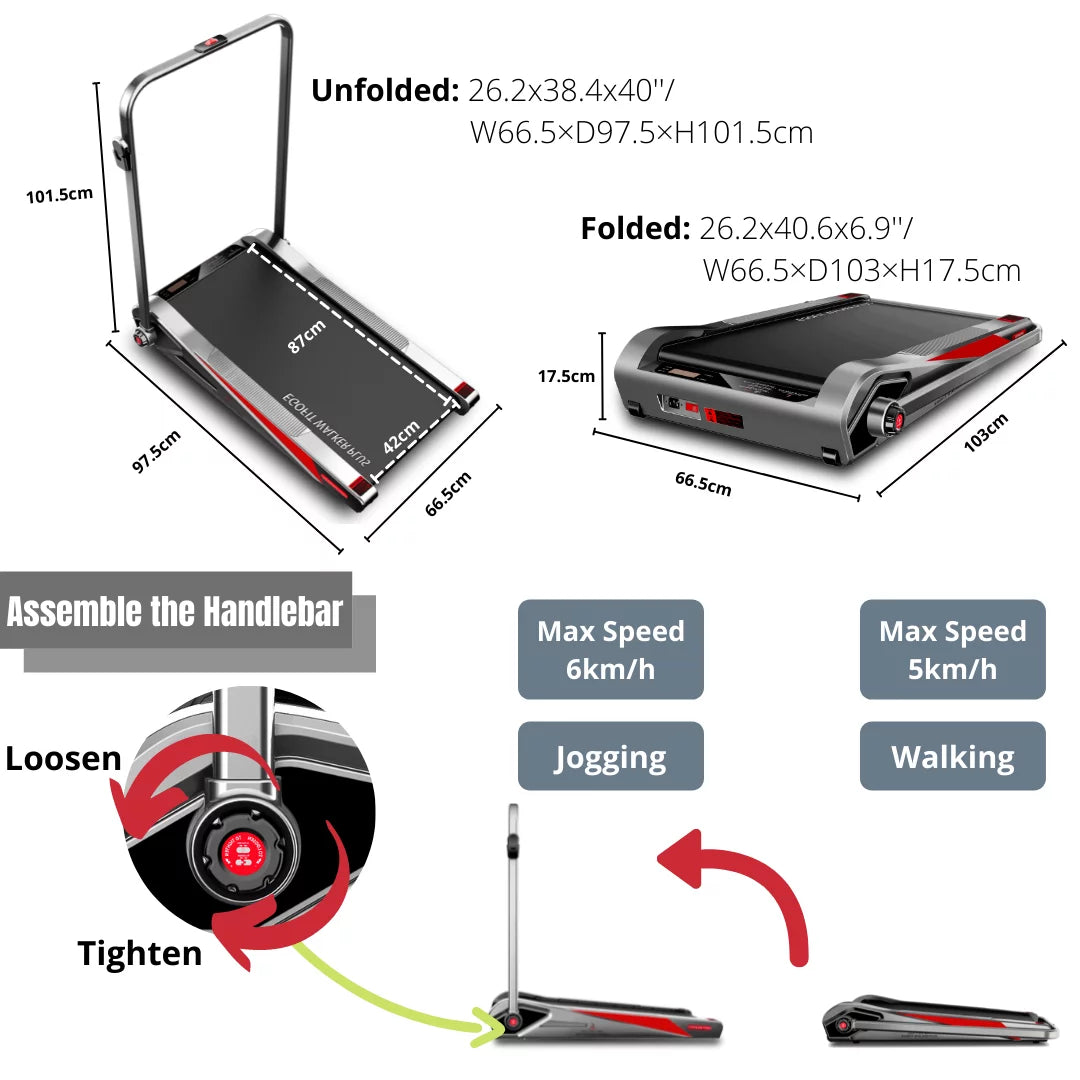 Motorized Folding Walking Treadmill with Handrails G1018