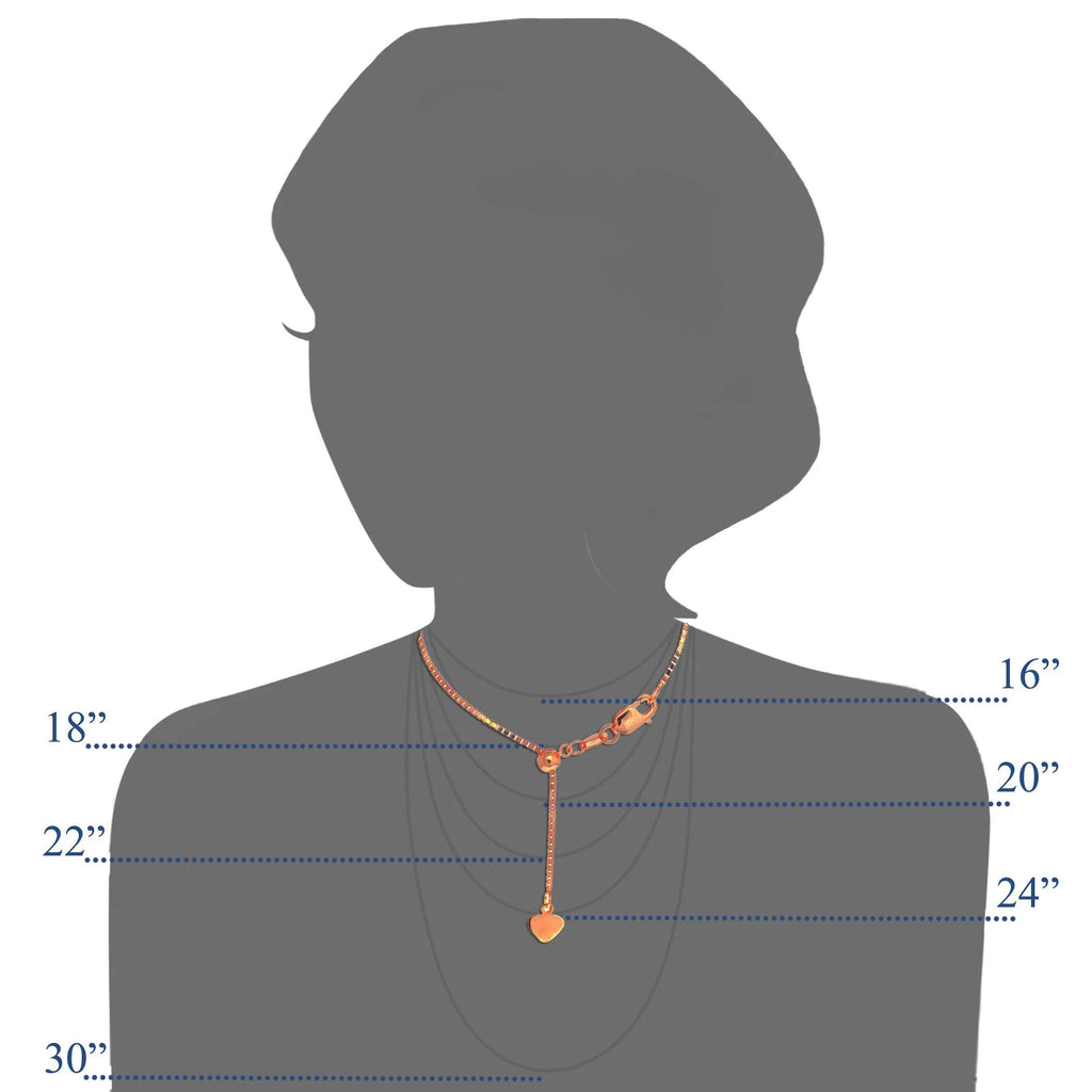 14k Solid Rose Gold 0.7mm Adjustable Box Chain 22" with Lobster Claw Clasp R7546