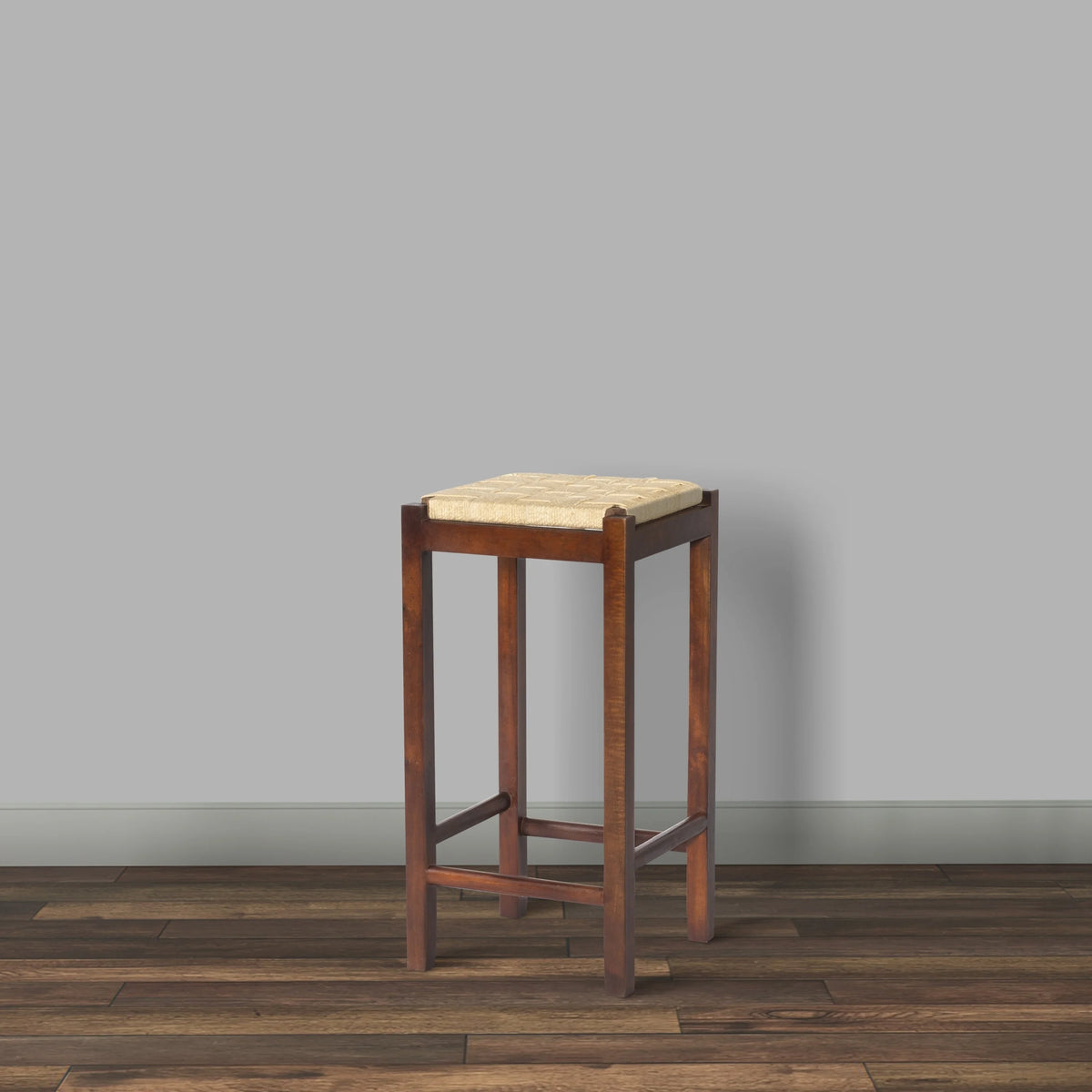 32 Inch Mango Wood Barstool with Rope Weaved Seat A655