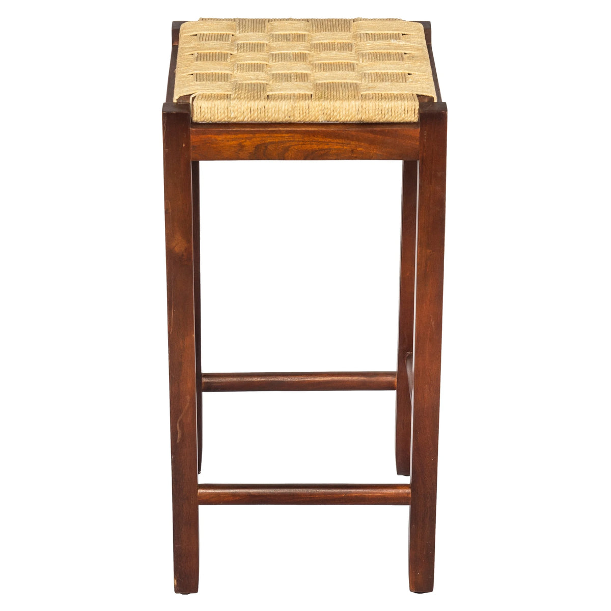 32 Inch Mango Wood Barstool with Rope Weaved Seat A655