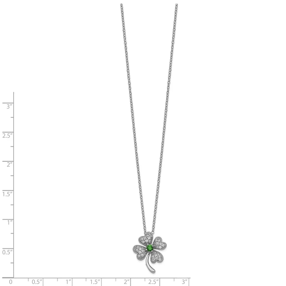 18 Inch Sterling Silver Four Leaf Clover Necklace M4775