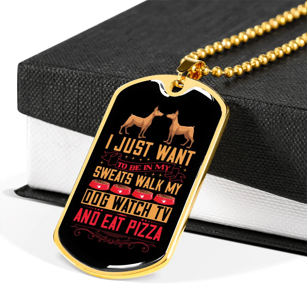 Stainless Steel or 18k Gold Dog Tag Necklace with 24" Chain E61189