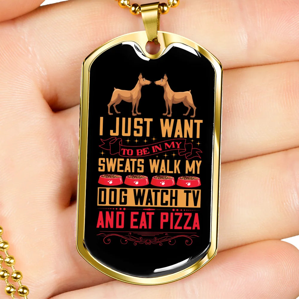 Stainless Steel or 18k Gold Dog Tag Necklace with 24" Chain E61189