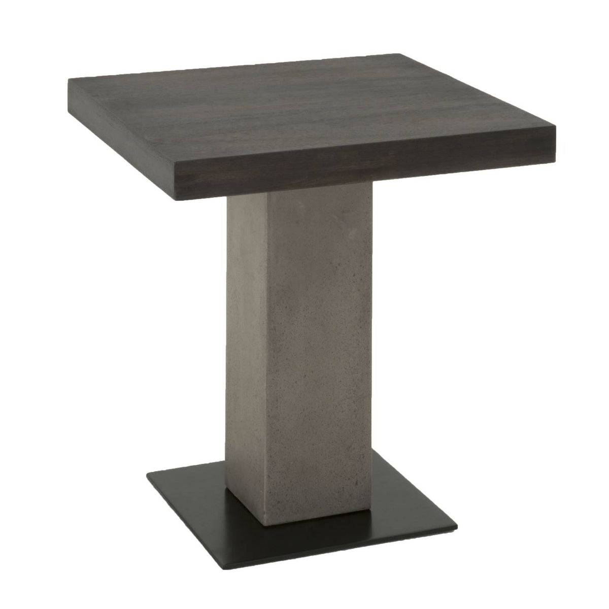 Pedestal Style End Table in Acacia Wood Slate Gray and Espresso Brown Y1107