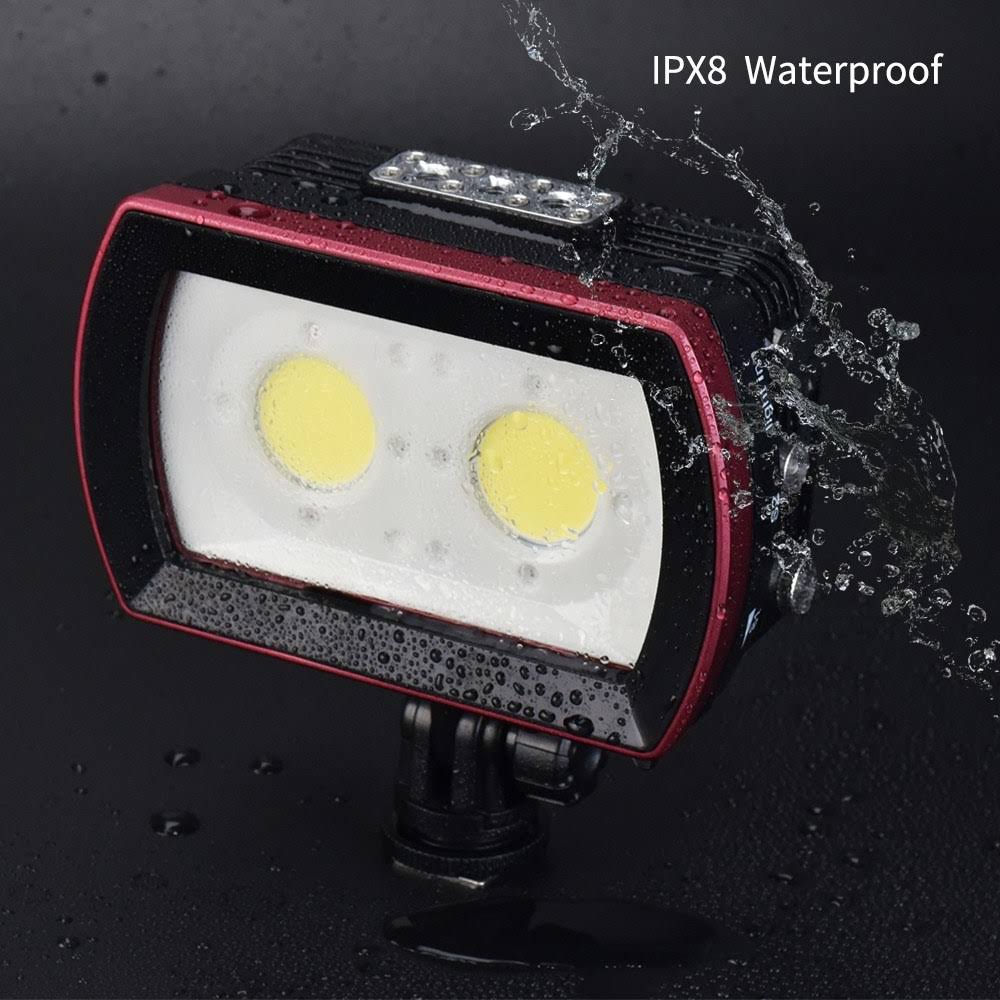 LED Diving Light Underwater Photography Fill-in Lamp 2pcs Aluminum Alloy 40M Waterproof IPX8 White B47524