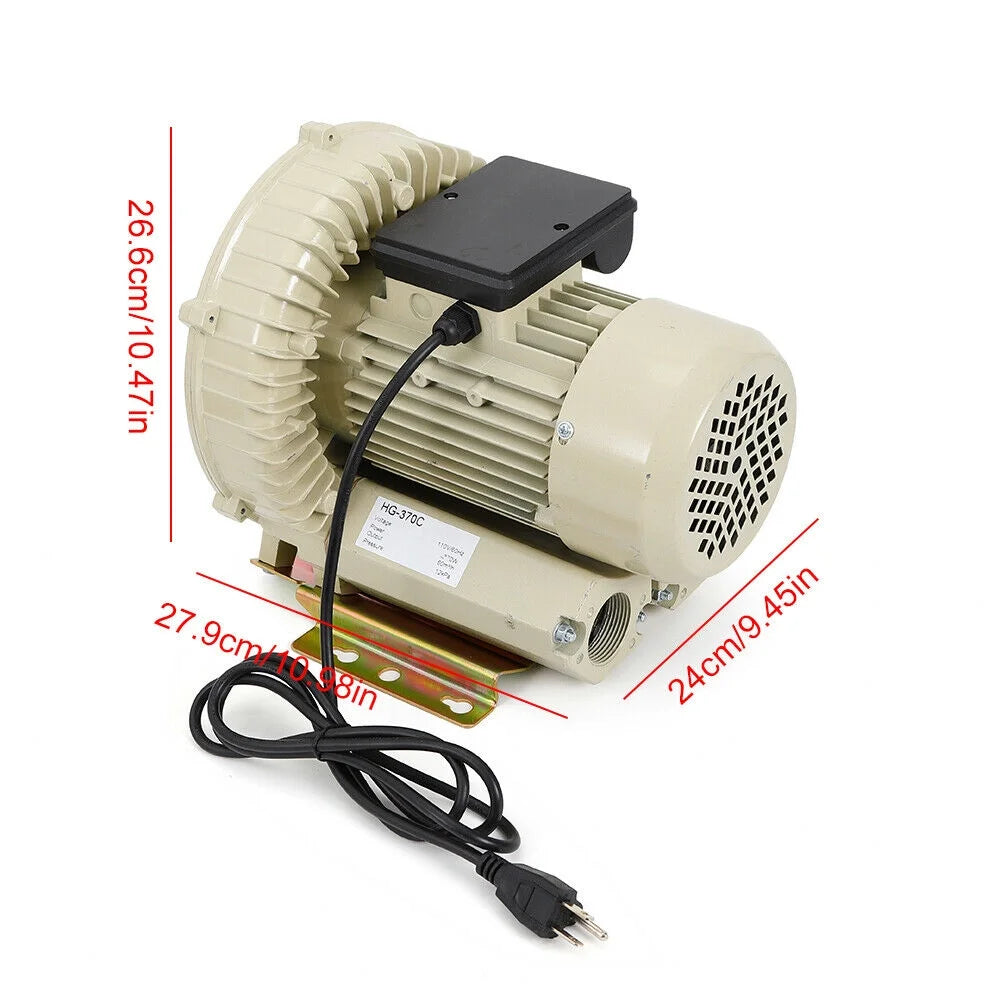 110V 370W Commercial Air Pump Aquarium Hydroponics Aquaculture Fish Tank Pond Blower J599887