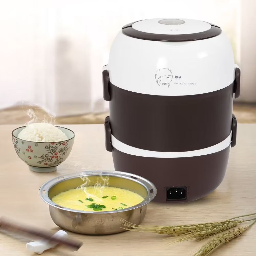 3 Layers 2L Electric Lunch Box Rice Cooker Stainless Steel E615