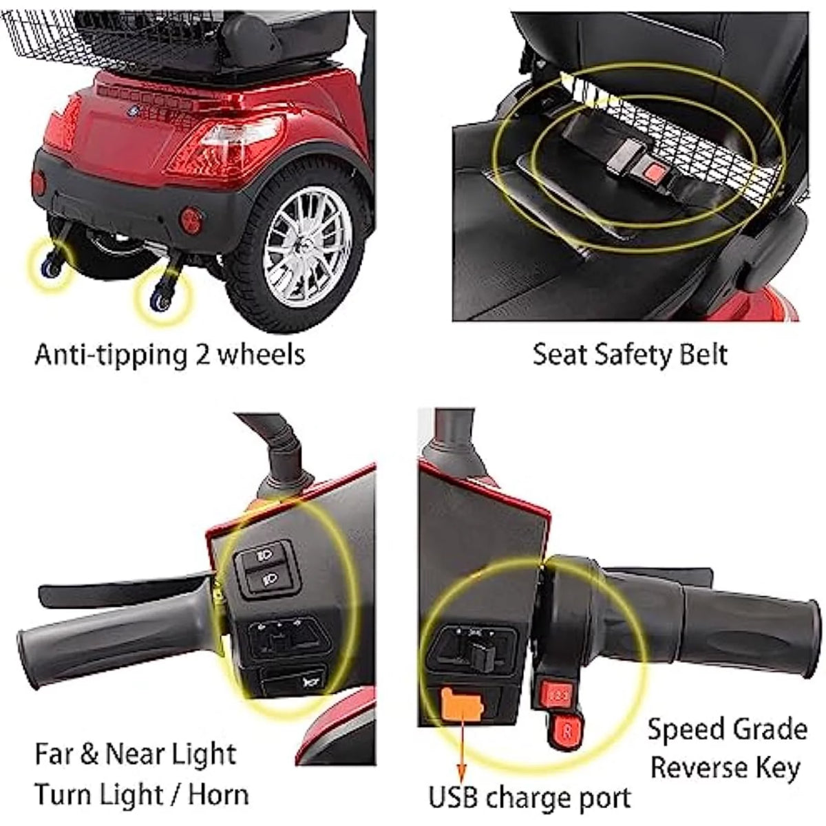 Heavy Duty 4-Wheel 3 Speed Mobility Scooter X825