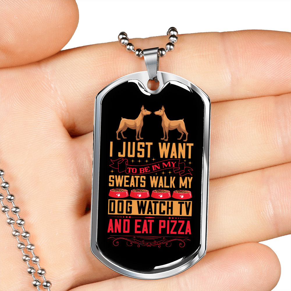 Stainless Steel or 18k Gold Dog Tag Necklace with 24" Chain E61189