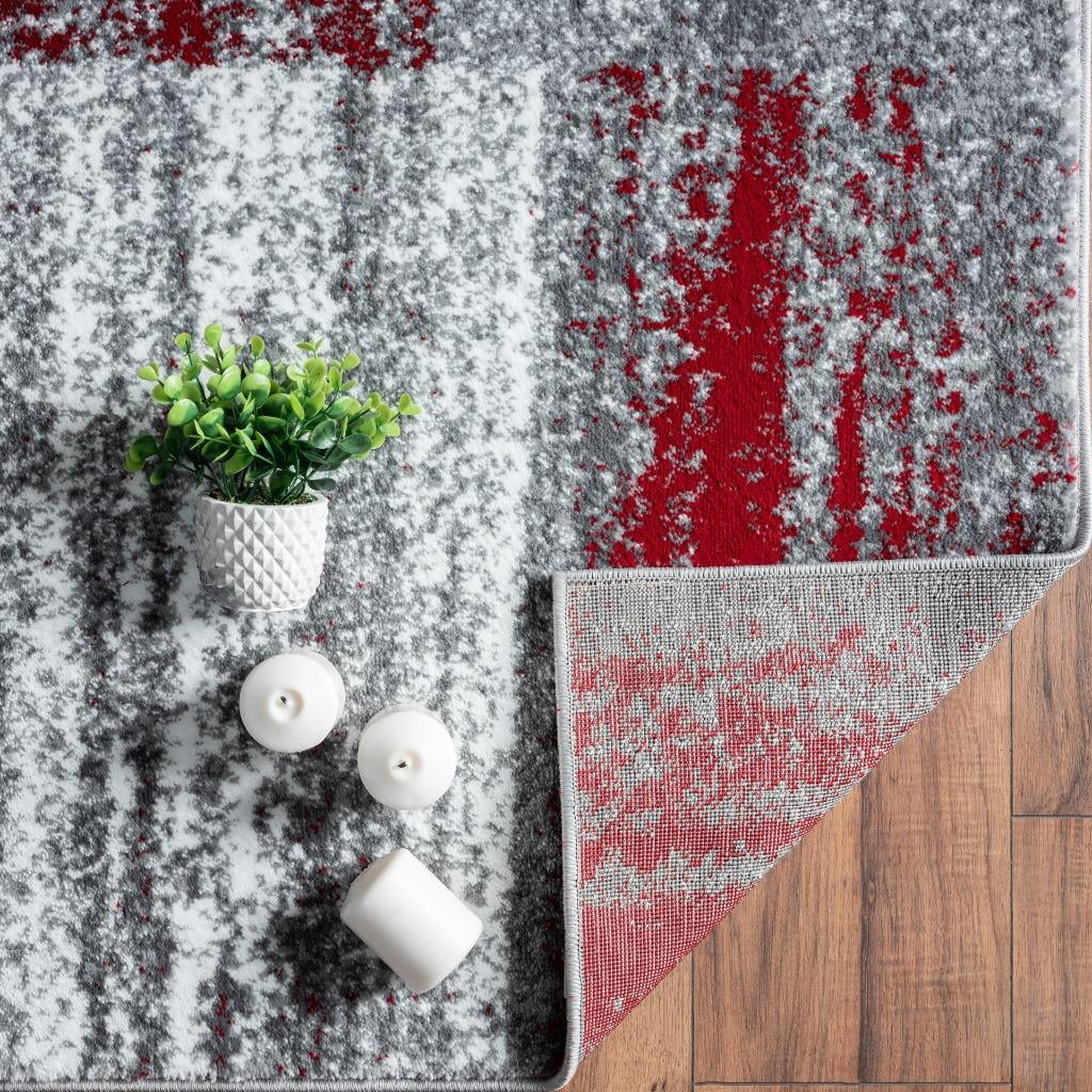 Red 6x9 Abstract Geometric Area Rug F349067