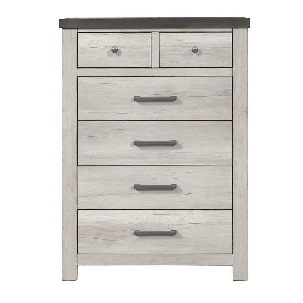 Gray 6 Drawer Wood Chest Q33645