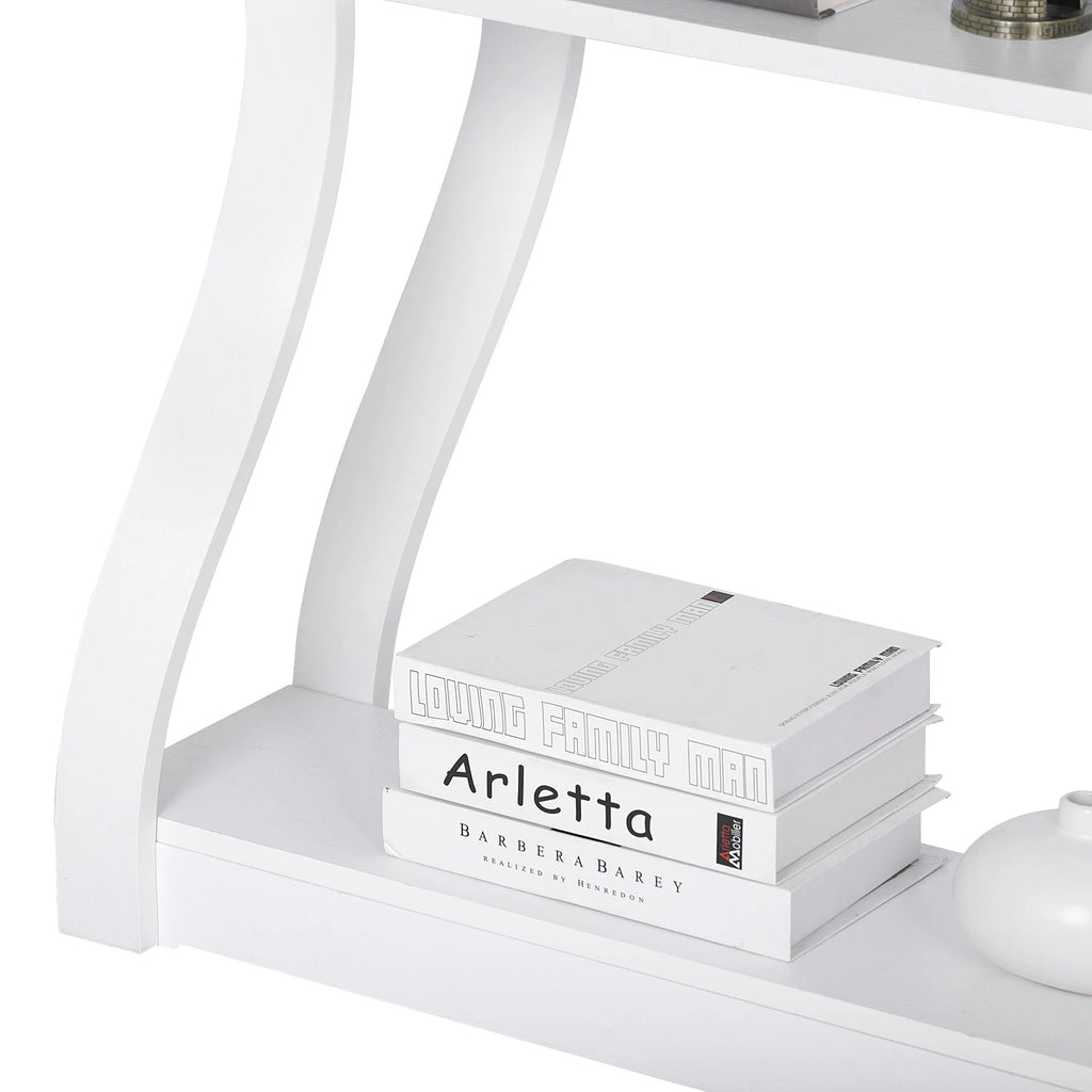 White Curved 3-Tier Console Table E507151