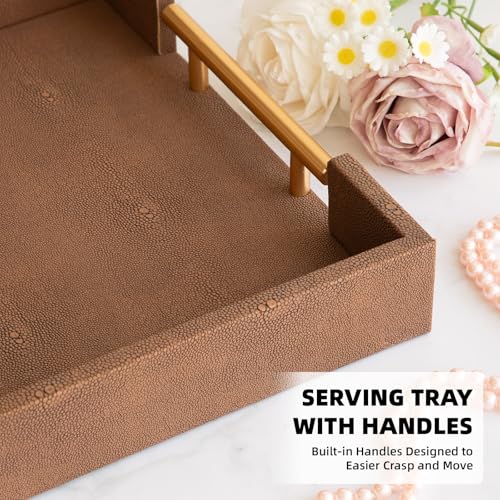 White and Gold Marble Wood Decorative Tray Set of 2 Q4123