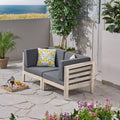 Weathered Gray / Dark Gray Acacia Wood Sectional Loveseat Set with Cushions N14533
