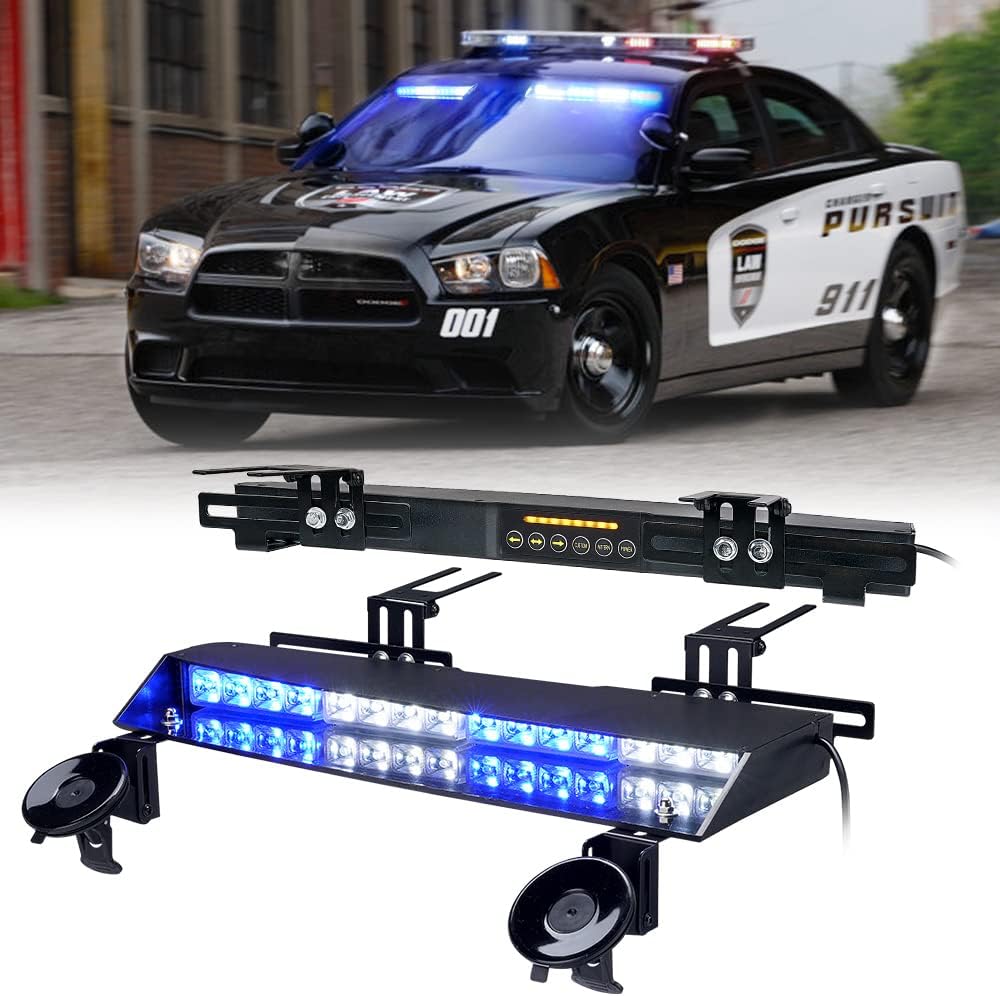 32 LED Dual Visor Strobe Light Bar with Brackets & Sucker Y28376