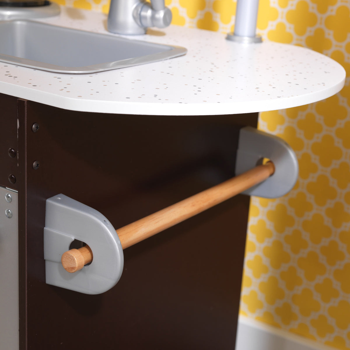Espresso Wooden Play Kitchen with Chalkboard & Towel Rack M2813