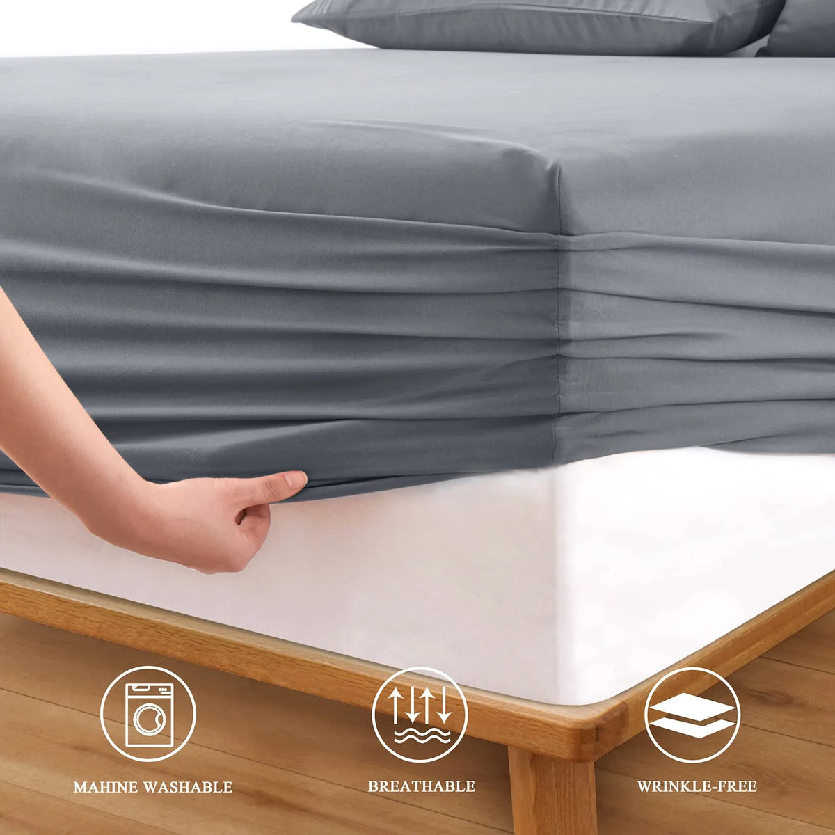 Queen Size 24 Inch Deep Pocket Microfiber Fitted Sheet B810953