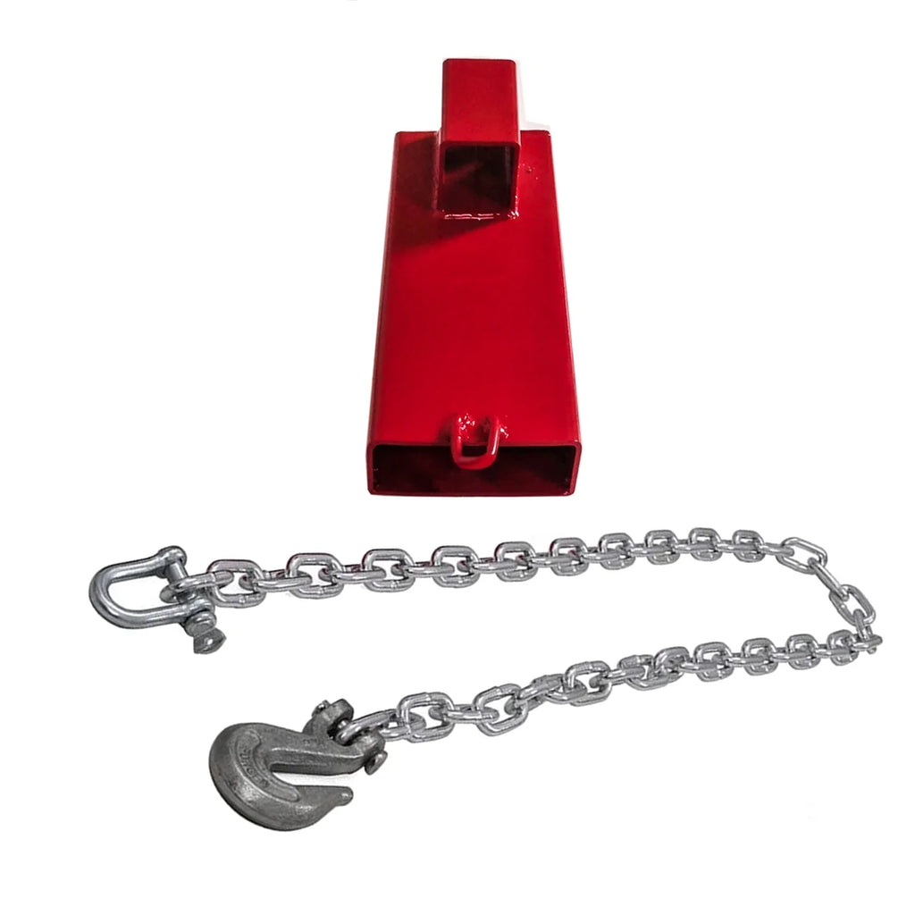 Clamp on Forklift Hitch Receiver Towing Adapter with Chain, 2 inches, Red V2996