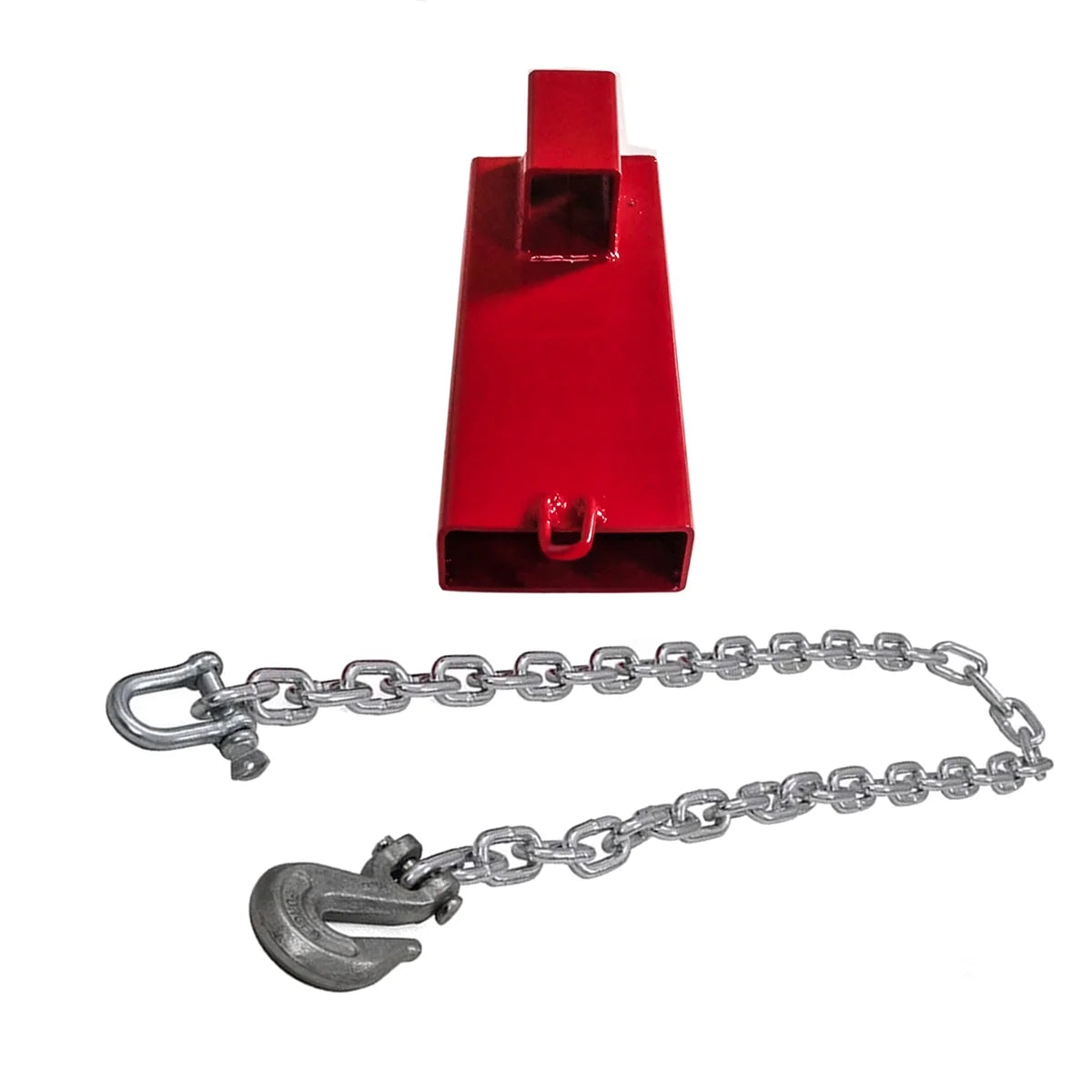 Clamp on Forklift Hitch Receiver Towing Adapter with Chain, 2 inches, Red V2996