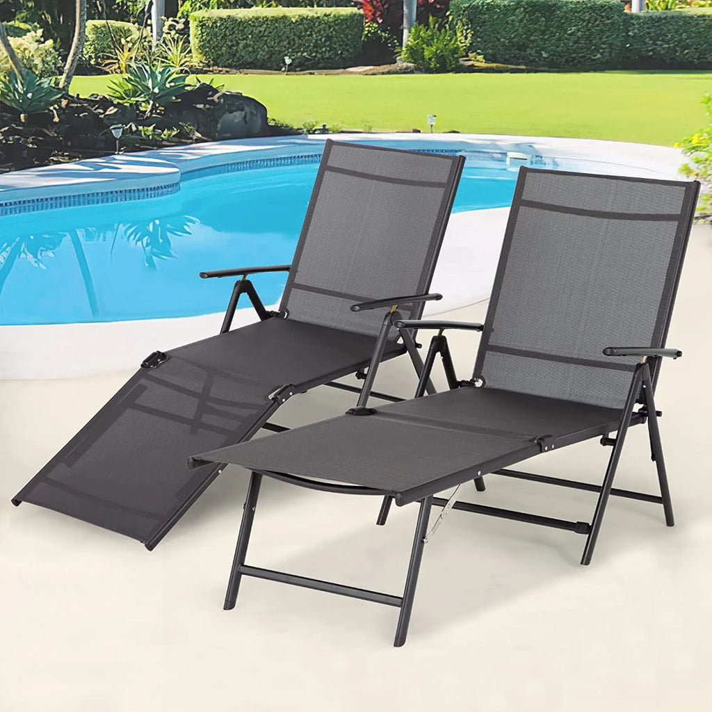 Gray Set of 2 Textile Outdoor Chaise Lounge T420059