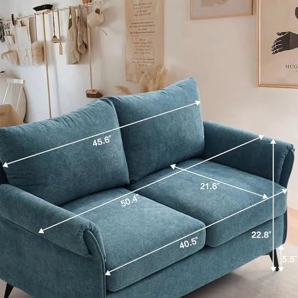 50" Blue Upholstered 2-Seater Loveseat N30205