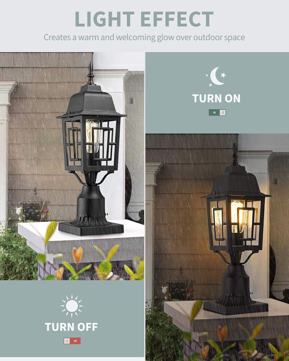 Set of 2 Cast Aluminum Outdoor Post Lights with Pier Mount Adapter E2630