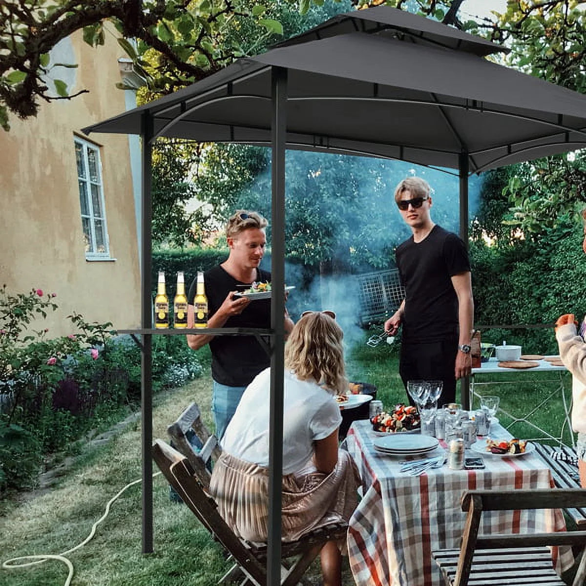 Grey Outdoor Grill Gazebo with Steel Frame M56579