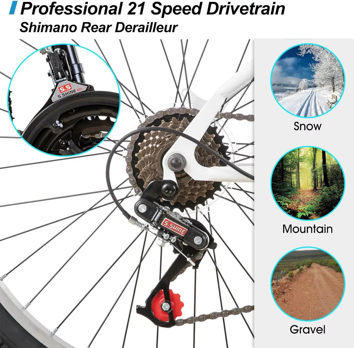 24 26 inch Mountain Bike 21 Speeds E398