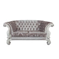 Ivory Velvet Love Seat Sofa with Toss Pillows T359865