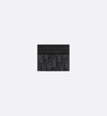 Black Oblique Jacquard and Grained Calfskin Card Holder W56646