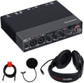 2x4 USB Audio Interface with Headphones, Pop Filter & XLR Cable Bundle D2076