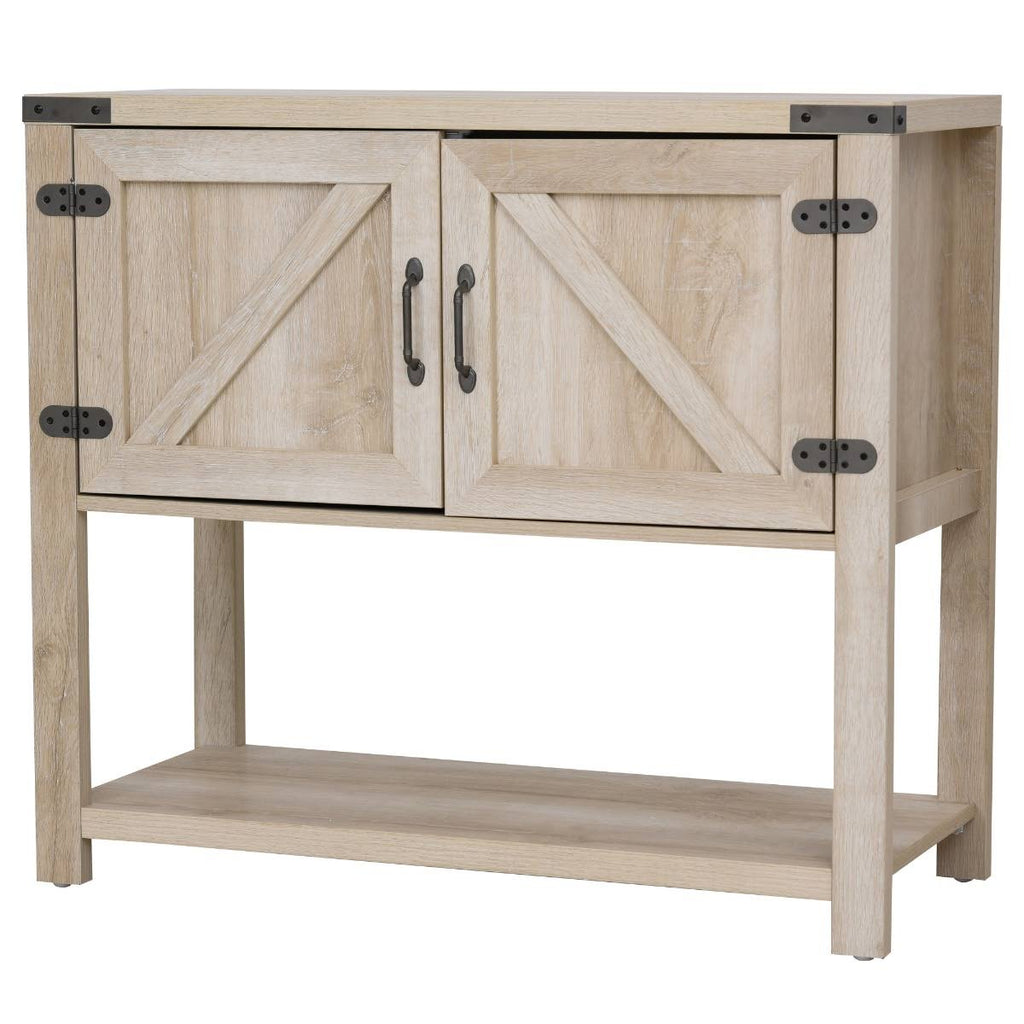 Oak 2-Door Storage Cabinet with Bottom Shelf Z29473