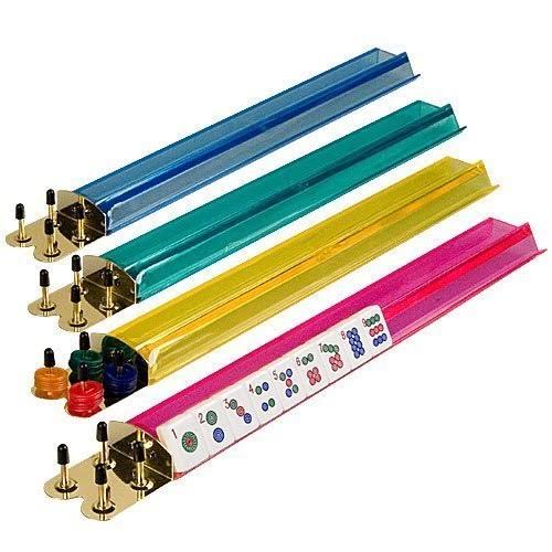 4 Color Pushers and 4 Color Racks + American mAh Jong Set Burgundy Red Bag 166 Tiles F8502