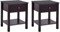 Brown Nightstand with Drawer and Shelf S72180