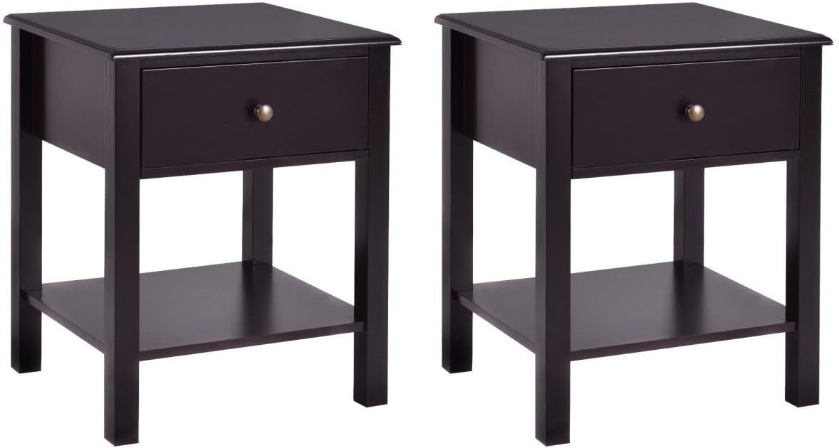 Brown Nightstand with Drawer and Shelf S72180