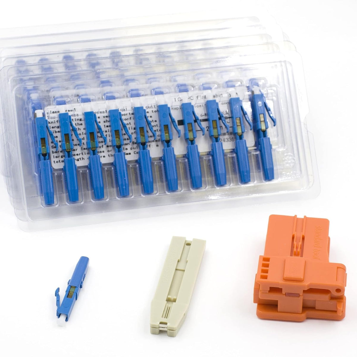 10pcs LC UPC Fiber Optic Quick Connector with Matched Tools Single Mode 9/125 for 900um Cable E913