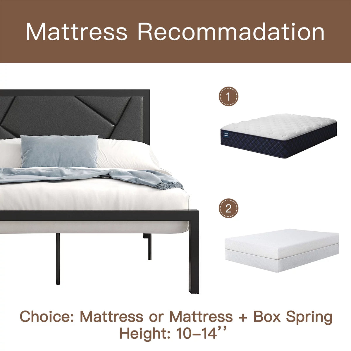 Twin Size Black Upholstered Bed Frame S49562